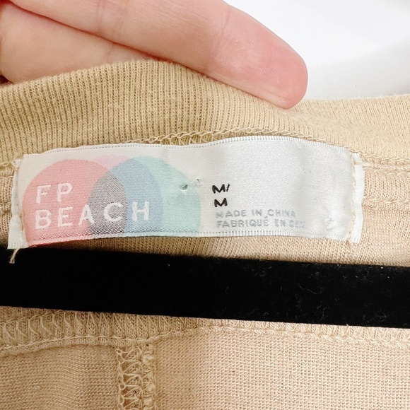 Free People Beach Jilly Midi Maxi Dress  Size M  Tan beige oversized linen - Picture 9 of 9